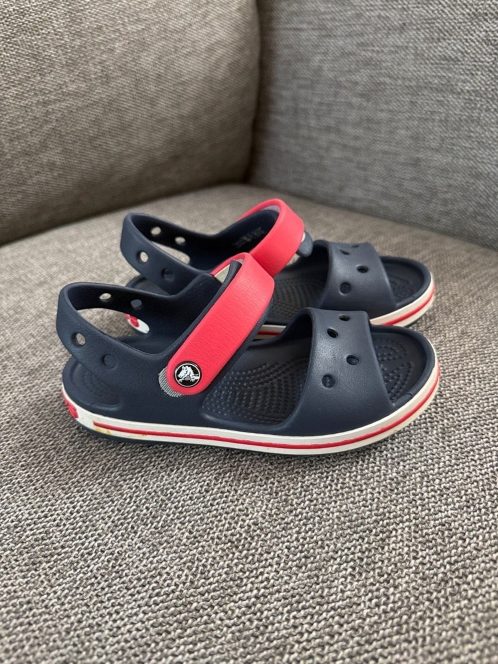 Crocs Crocband Toddler Boy Sandals Navy Red 12 C Used - Picture 3 of 12